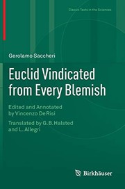 Front cover of Euclid Vindicated from Every Blemish by Gerolamo Saccheri