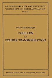 Front cover of Tabellen zur Fourier Transformation by Fritz Oberhettinger