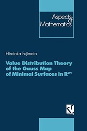Front cover of Value Distribution Theory of the Gauss Map of Minimal Surfaces in Rm by Hirotaka Fujimoto