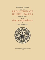 Front cover of Decimal Tables for the Reduction of Hindu Dates from the Data of the Surya-Siddhanta by W.E.Van Wijk