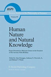 Cover of Human nature and natural knowledge by Alan Donagan