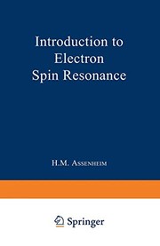 Front cover of Introduction to Electron Spin Resonance by Harry M. Assenheim