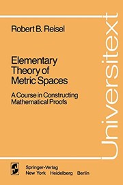 Front cover of Elementary theory of metric spaces by Robert B. Reisel