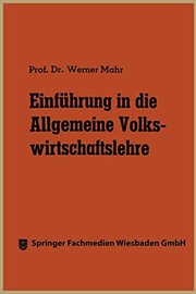 Front cover of Einführung in die allgemeine Volkswirtschaftslehre by Werner Mahr