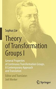 Cover of Theory of Transformation Groups I by Sophus Lie
