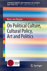 Front cover of On Political Culture, Cultural Policy, Art and Politics by Klaus Beyme