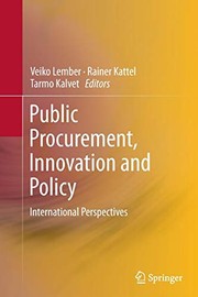 Front cover of Public Procurement, Innovation and Policy by Veiko Lember