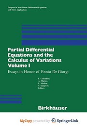 Front cover of Partial Differential Equations and the Calculus of Variations by COLOMBINI