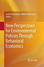 Front cover of New Perspectives for Environmental Policies Through Behavioral Economics by Frank Beckenbach