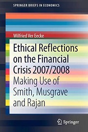 Front cover of Ethical Reflections on the Financial Crisis 2007/2008 by Wilfried Ver Eecke