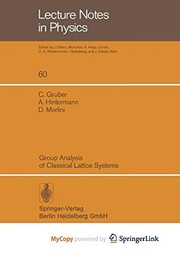 Front cover of Group Analysis of Classical Lattice Systems by C. Gruber