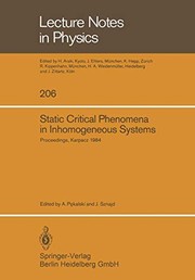 Front cover of Static Critical Phenomena in Inhomogeneous Systems by A. Pekalski