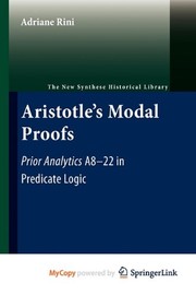 Cover of Aristotle's Modal Proofs by Adriane Rini