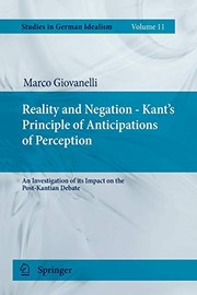 Front cover of Reality and Negation - Kant's Principle of Anticipations of Perception by Marco Giovanelli