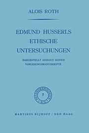 Front cover of Edmund Husserls ethische Untersuchungen by Alois Roth