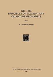 Front cover of On the Principles of Elementary Quantum Mechanics by Hilbrand Johannes Groenewold