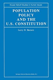 Front cover of Population Policy and the U.S. Constitution by L.D. Barnett