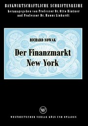 Front cover of Der Finanzmarkt New York by Richard Nowak