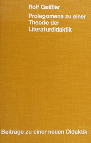 Cover of Prolegomena zu einer Theorie der Literaturdidaktik by Geissler, Rolf