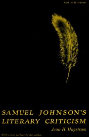 Cover of Samuel Johnson's literary criticism by Jean H. Hagstrum