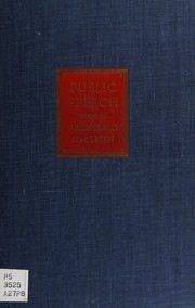 Cover of Public speech by Archibald MacLeish