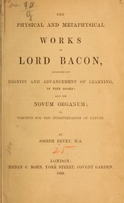 Front cover of The physical and metaphysical works of Lord Bacon by Francis Bacon