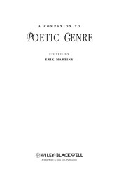 Front cover of A companion to poetic genre by Erik Martiny