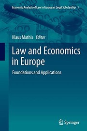 Cover of Law and Economics in Europe by Klaus Mathis