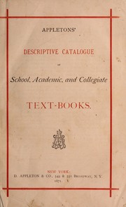 Front cover of Appletons' descriptive catalogue of school academic and collegiate text-books by D. Appleton and Company