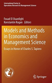 Front cover of Models and Methods in Economics and Management Science by Fouad El Ouardighi