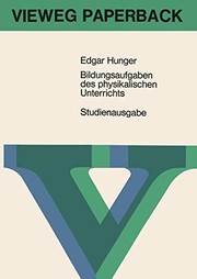 Front cover of Bildungsaufgaben des physikalischen Unterrichts by Edgar Hunger