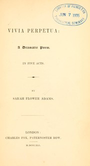 Front cover of Vivia Perpetua by Sarah Flower Adams