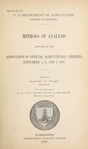 Front cover of Methods of analysis adopted by the Association of Official Agricultural Chemists, September 5, 6, and 7, 1895 by Wiley, Harvey Washington