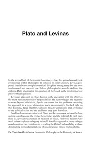 Front cover of Plato and Lévinas by Tanja Stähler