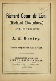 Front cover of Richard Coeur de Lion by André Ernest Modeste Grétry