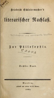 Cover of Philosophische und vermischte Schriften by Friedrich Schleiermacher