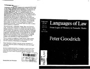 Front cover of Languages of Law by Peter Goodrich