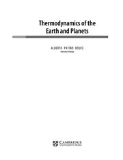 Front cover of Thermodynamics of the Earth and planets by Alberto Patiño Douce