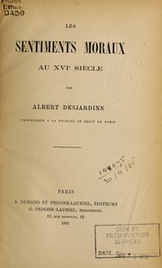 Cover of Les sentiments moraux au XVIe siècle by Albert Desjardins