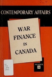 Cover of War finance in Canada by Frank Herbert Brown