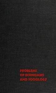 Front cover of Problems of economics and sociology by Carl Menger