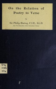 Front cover of On the relation of poetry to verse by Hartog, Philip Joseph Sir