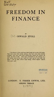 Front cover of Freedom in finance by Stoll, Oswald Sir