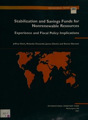 Front cover of Stabilization and savings funds for nonrenewable resources by Davis, Jeffrey M.