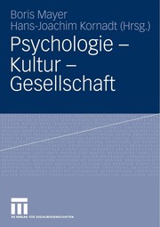 Front cover of Psychologie--Kultur--Gesellschaft by Boris Mayer