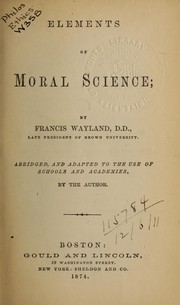 Cover of Elements of moral science by Francis Wayland