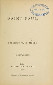 Front cover of Saint Paul by Frederic William Henry Myers