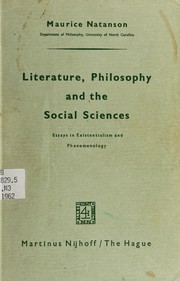 Cover of Literature, philosophy and the social sciences by Maurice Alexander Natanson