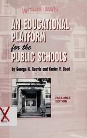 Front cover of An educational platform for the public schools by George H. Reavis