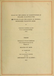 Front cover of Scale of influence of substitution in organic electrolytes by Chester Harmon Allen